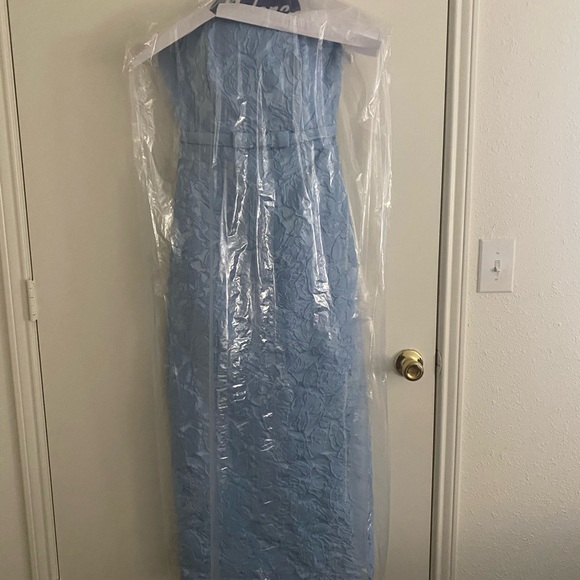Sachin + Babi Strapless Light Blue Dress Sophia Jacquard Floral Ice Blue Size 4 - Picture 5 of 10